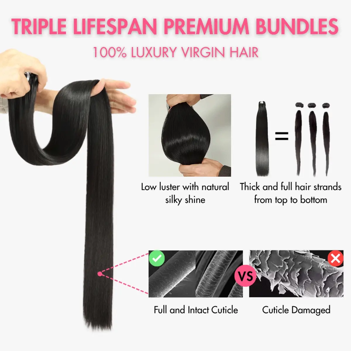 UK Shipping |16A Super Double Drawn Bundle Vietnamese Bone Straight Bundles 100% Human Hair - Image 7