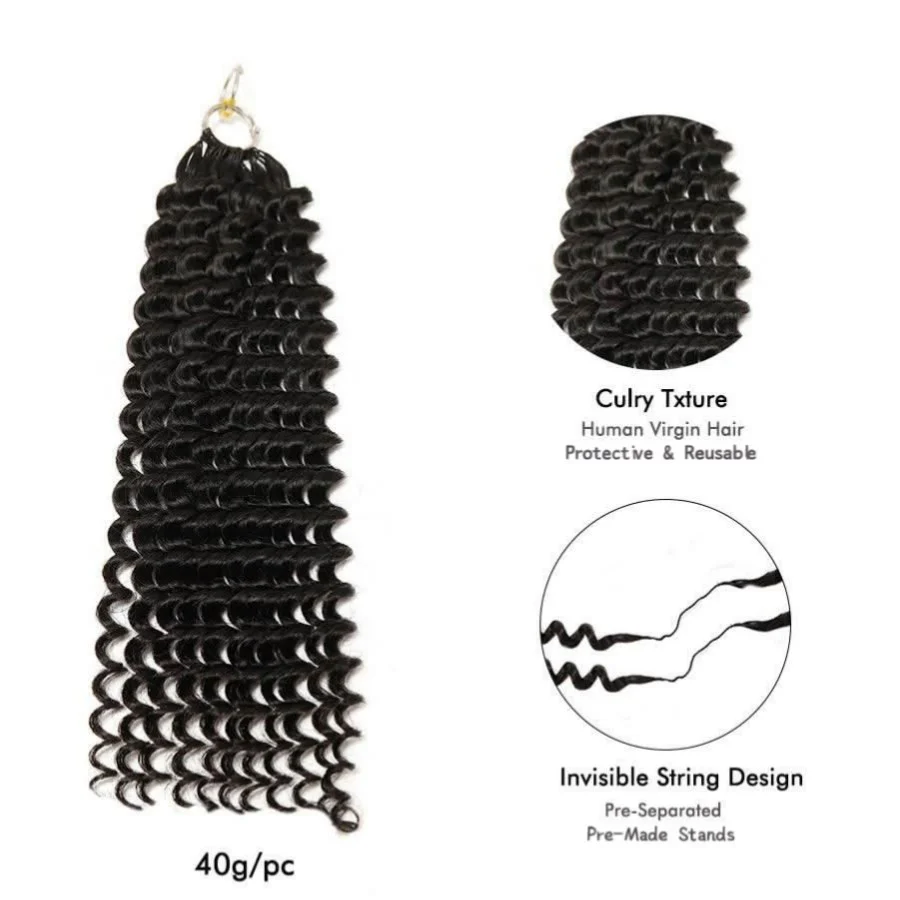 WOWANGEL Deep Curly Pre-Separated Feather Crochet Human Hair Extensions - Image 3