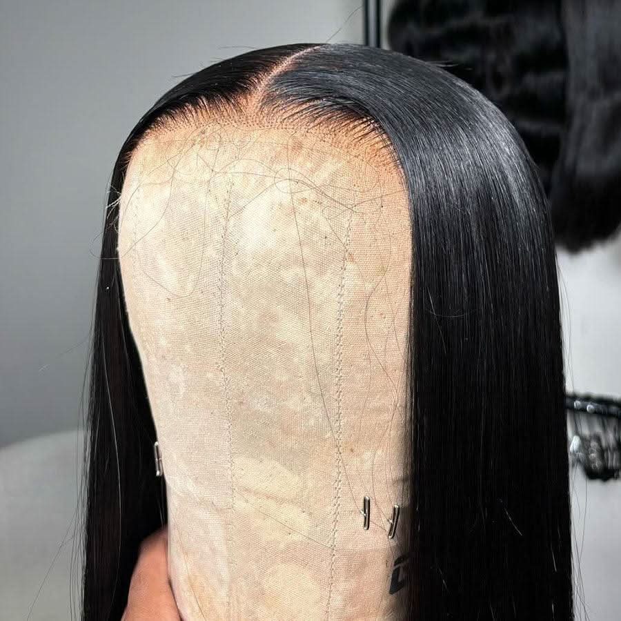 WOWANGEL Jet Black 13X6 HD Lace Full Frontal Wig Straight Clean Hairline - Image 4