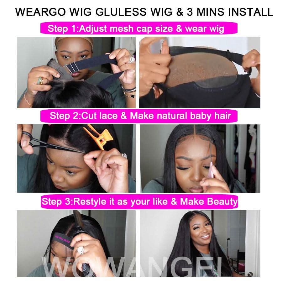 WOWANGEL 2X6 HD Lace Closure Wig Jet Black Wear to Go Glueless Wig - Image 6