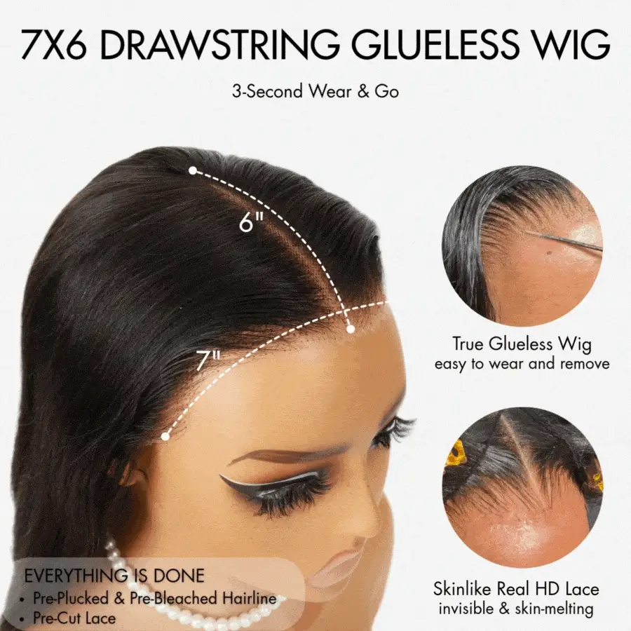 WOWANGEL 7X6 Drawstring Glueless Wigs Loose Deep Wave HD Lace Wigs - Image 4