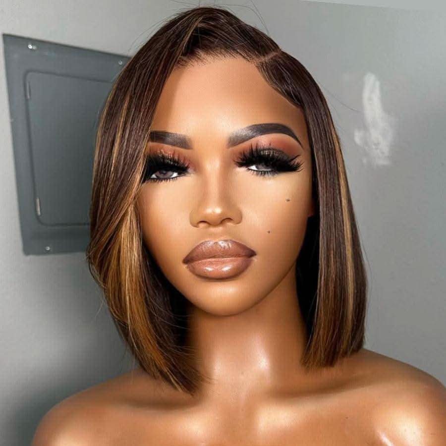 WOWANGEL Blonde Highlight Straight Short Bob Wig 5x5 HD Lace Closure Wig - Image 3
