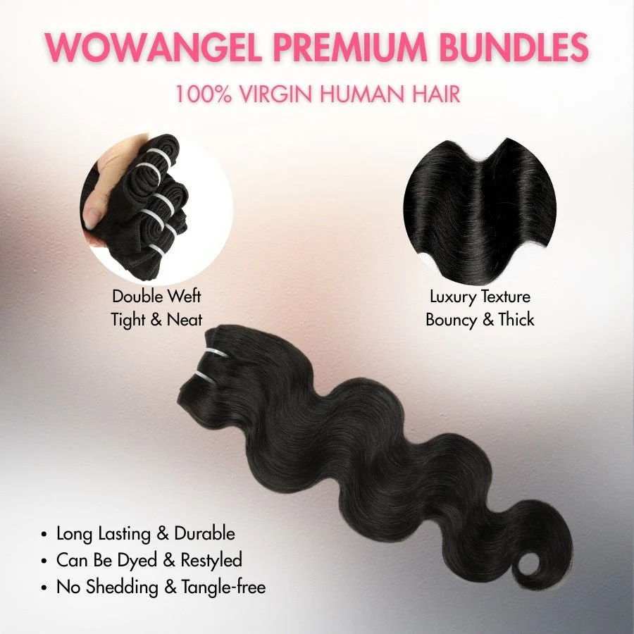WOWANGEL Body Wave Raw Hair Bundles Deal 3pcs 100% Human Virgin Hair Weaves - Image 3