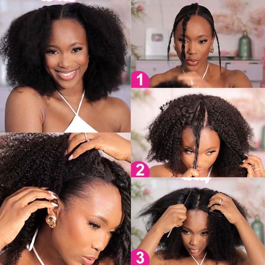 WOWANGEL V Part Wigs Kinky Curly Beginner Friendly Glueless U Part Wigs - Image 3