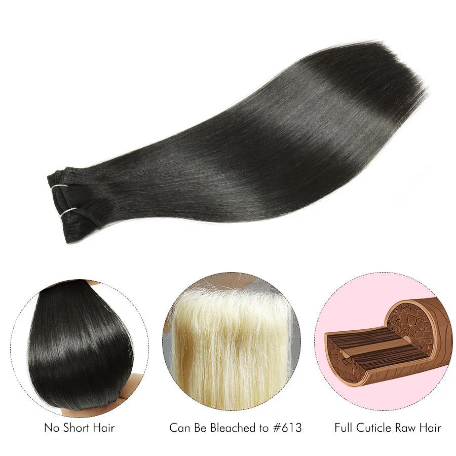 WOWANGEL European Raw Hair Bundles Straight Double Drawn Hair Weaves - Image 2