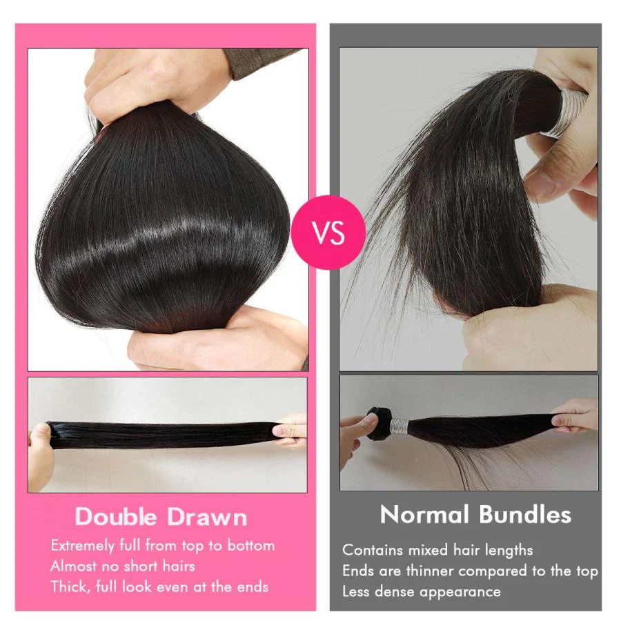 WOWANGEL European Raw Hair Bundles Straight Double Drawn Hair Weaves - Image 5