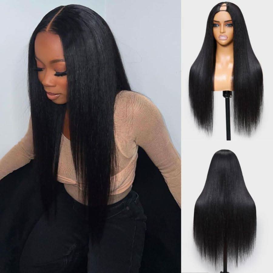 WOWANGEL V Part Wigs YAKI Straight Beginner Friendly Glueless U Part Wigs - Image 3